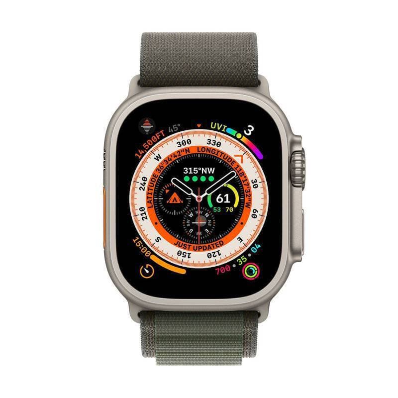Apple Watch Ultra Titanium 49mm Αδιάβροχο με eSIM και Παλμογράφο (Green Alpine Loop Medium)