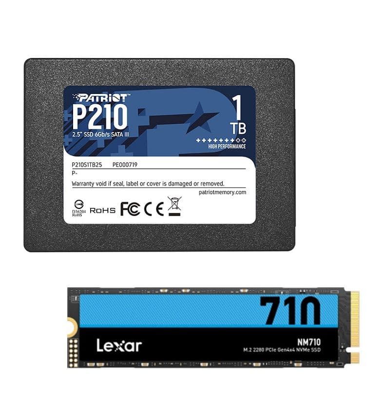 Αποθηκευτικά μέσα σε προσφορά στο e-shop (π.χ. Patriot P210 SSD 1TB SATA III 48€)