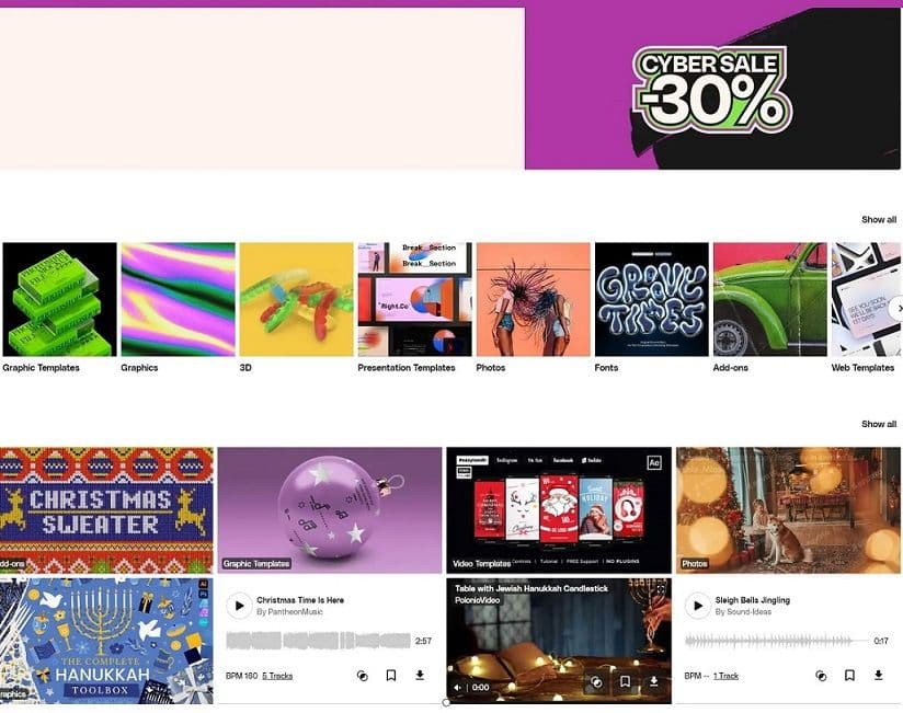 -30% για νεους και returning πελάτες στο Envato elements (συλλογή εικόνων, video, templates & άλλων creative assets)