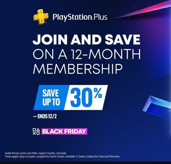 PS Plus - PS Store προσφέρες Black Friday (π.χ. ετήσια συνδρομή έως -30%) 22/11-02/12