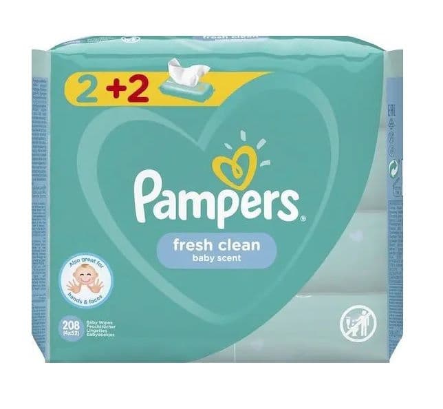 Μωρομαντηλα Pampers Fresh Clean 4x52 τμχ.