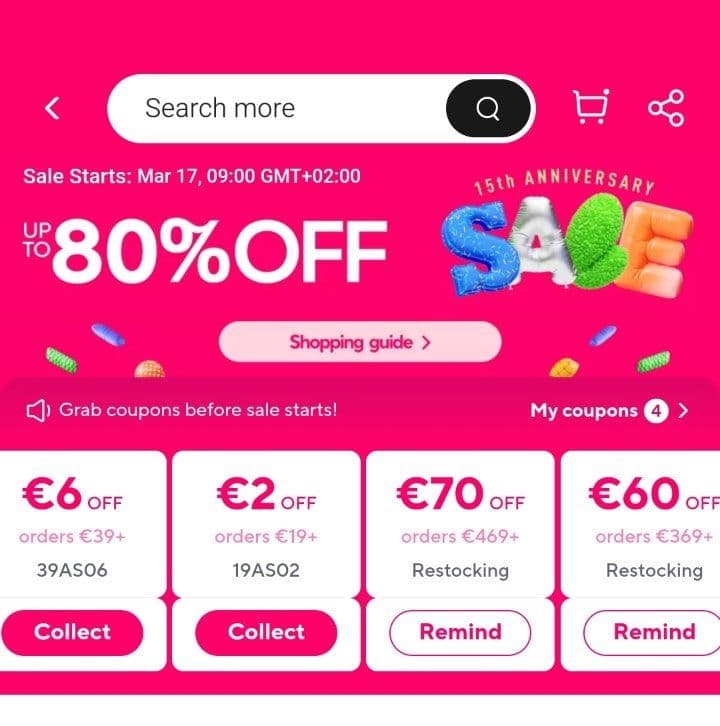 Κουπόνια έκπτωσης για το 15ο Anniversary Sale του Aliexpress