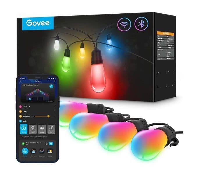 Ταινία LED Govee Outdoor Fairy Lights (Smart WiFi RGBICW Bulbs) 30m με 62.51€ από το Άμαζον