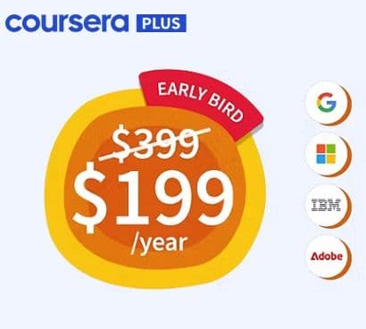 Ετήσια συνδρομή Coursera plus με 50% έκπτωση (175.36€)