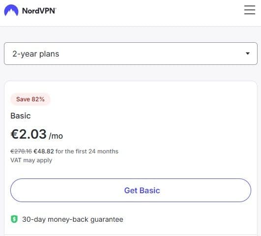 NordVPN συνδρομή 2 ετών από 2.03€/μήνα