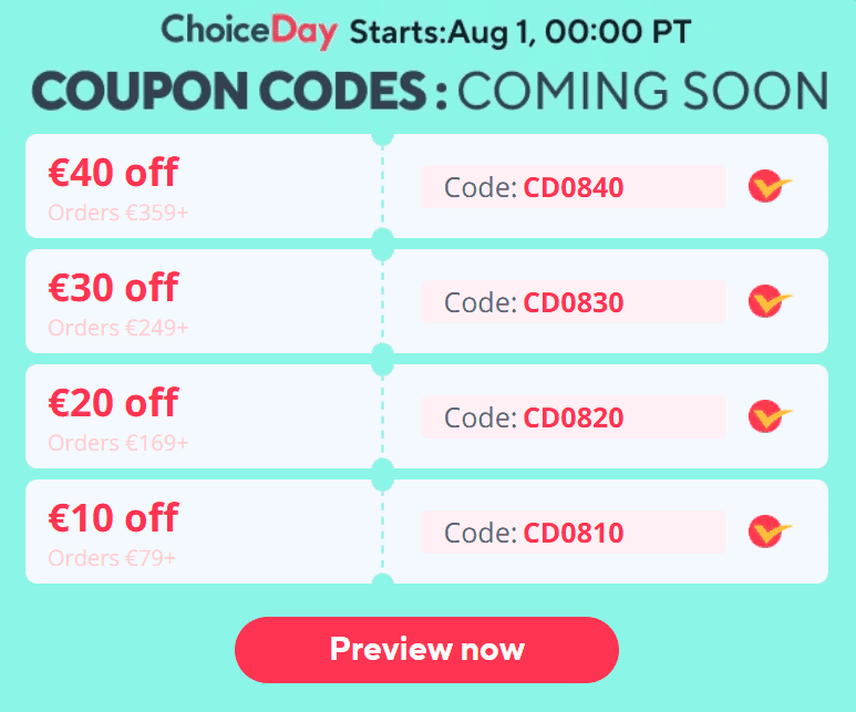 Κουπόνια για επιπλέον έκπτωση στο Aliexpress για την Choice Day