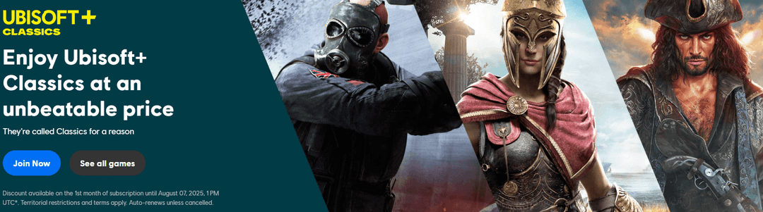Μηνιαία συνδρομή Ubisoft+ Classics για PC με 1€
