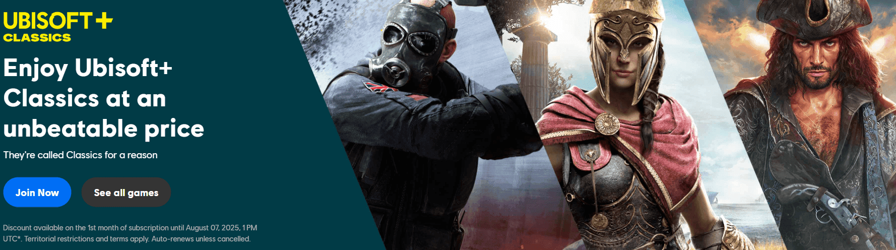 Μηνιαία συνδρομή Ubisoft+ Classics για PC με 1€