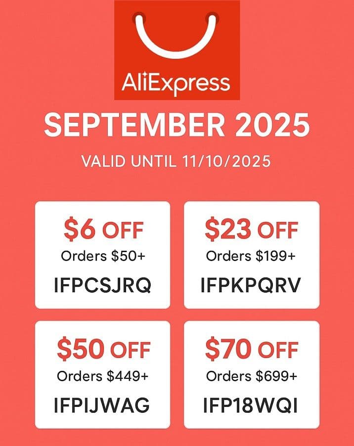 Ενεργά κουπόνια AliExpress για τον Σεπτέμβριο