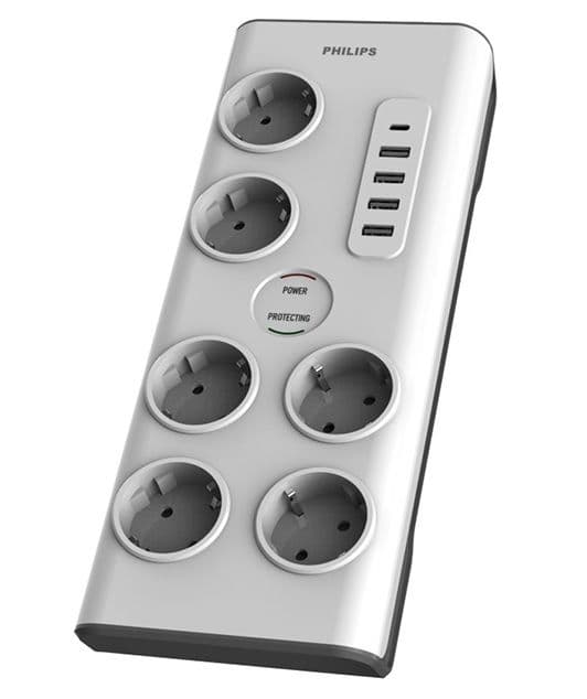 Πολύπριζο Ασφαλείας Philips SPN7060WA/GRS 6 Θέσεων και 5 USB με 28.4€ από το e-shop.gr