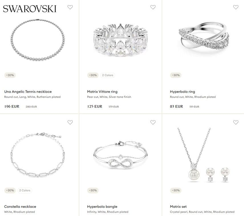 SWAROVSKI κοσμήματα, ρολόγια, αξεσουάρ & διακοσμητικά με 30 ως 50 % έκπτωση