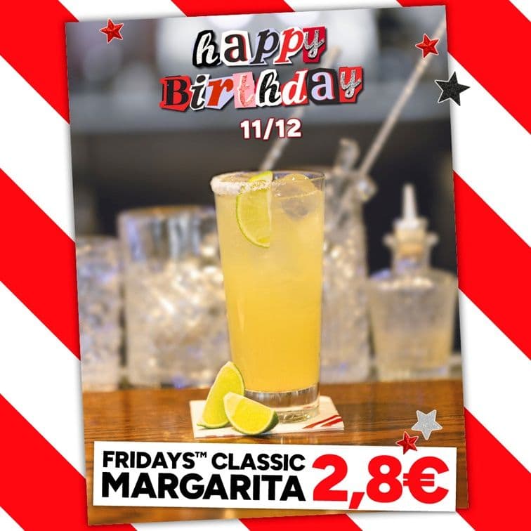 Fridays Classic Margarita με 2,80€ για την Πέμπτη 11/12