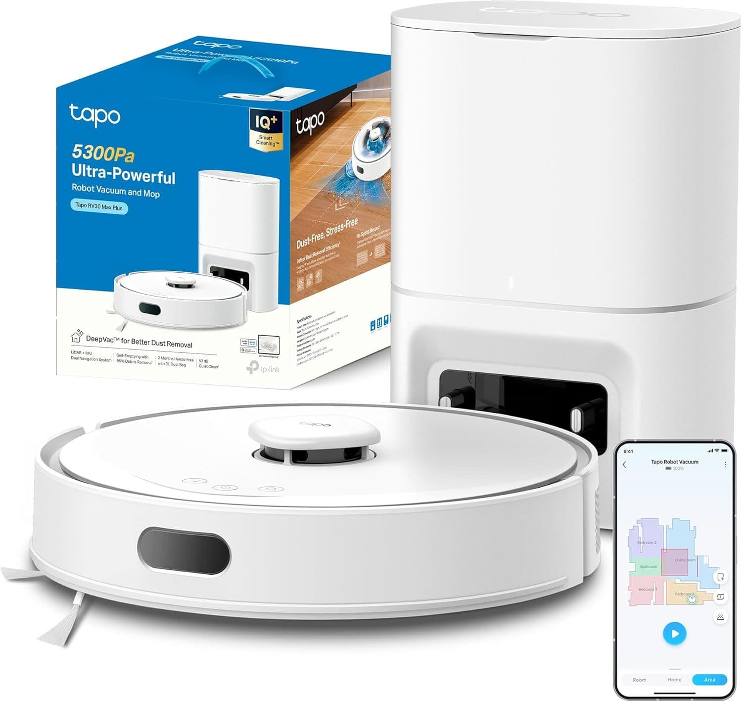TP-Link Tapo RV30 Max Plus Σκούπα Ρομπότ με Κάδο Αυτόματου Αδειάσματος