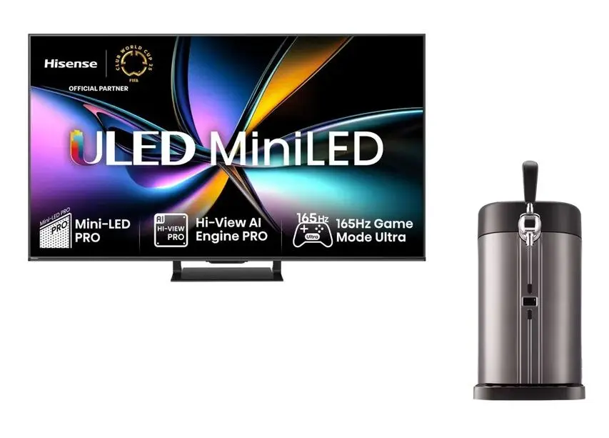 Hisense 55U7Q PRO Mini LED 165Hz στα €589 με 20% επιστροφή Public + δώρο Beer Dispenser