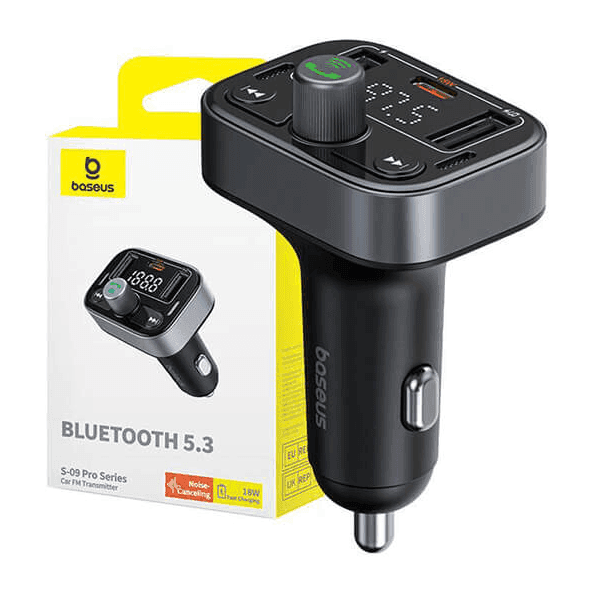 Baseus T-Type S-09 Pro FM Transmitter με Bluetooth / MicroSD / USB για το αυτοκίνητο